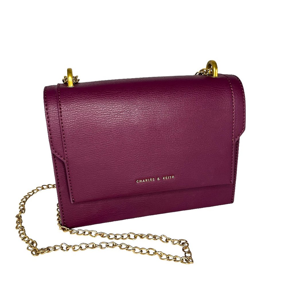 Charles & Keith Crossbody Maroon Red Bag